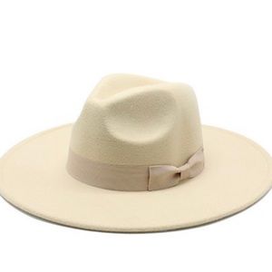 Cream fedora hat, wide brimmed